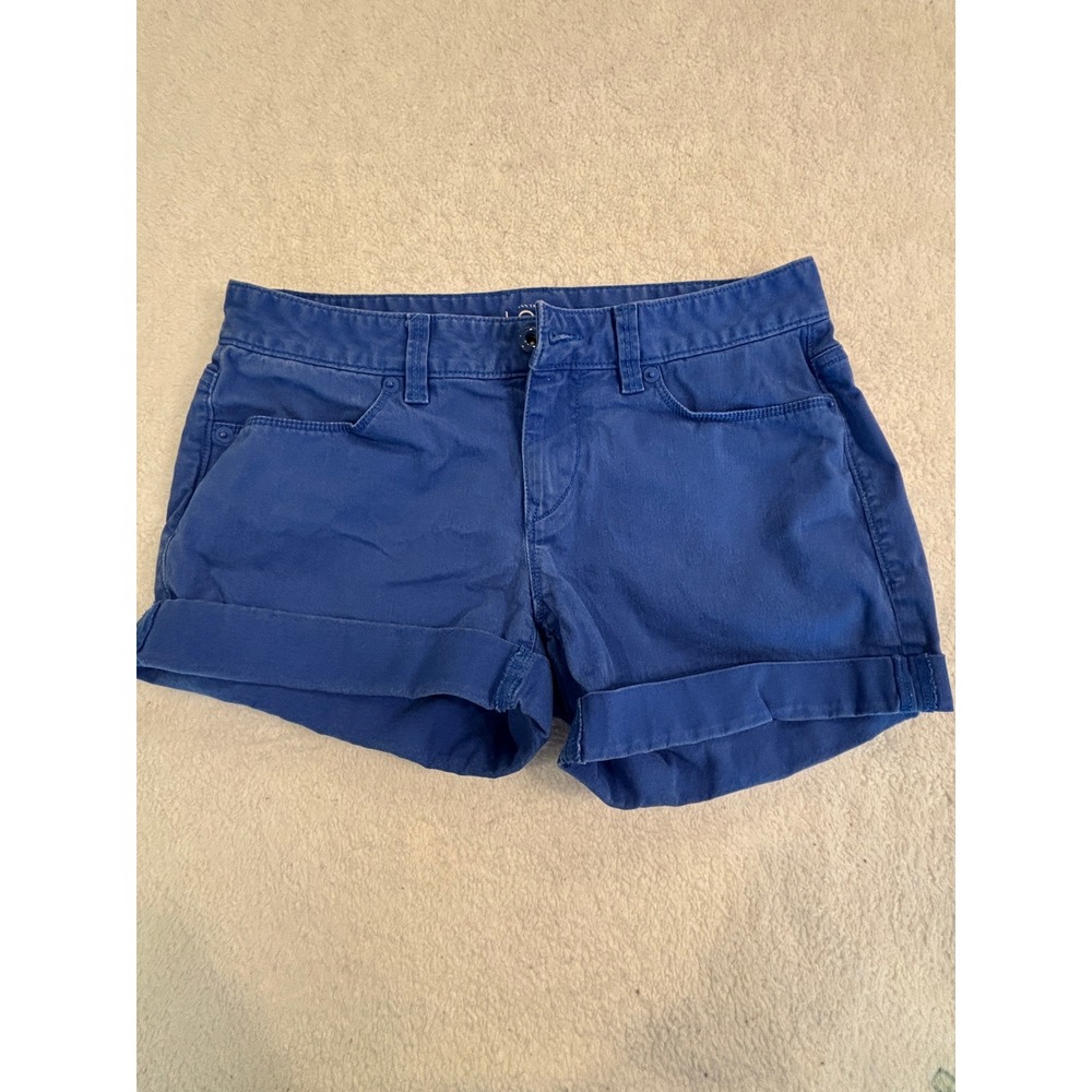 Ann Taylor LOFT Womens Royal Blue Cuffed Chino Shorts Size 0 Casual Summer
